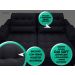Sofá Bergamo 2,30m Assento Retrátil e Reclinável Velosuede Preto - NETSOFAS