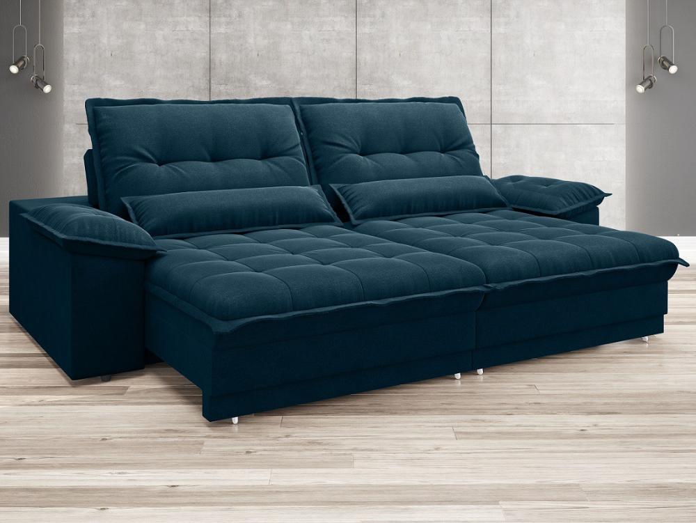 Sofá Bergamo 2,50m Assento Retrátil e Reclinável Velosuede Royal - NETSOFAS