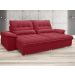 Sofá Bergamo 2,50m Assento Retrátil e Reclinável Velosuede Vermelho - NETSOFAS