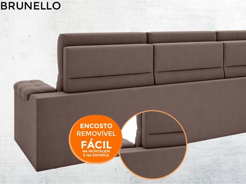 Sofá Brunello 2,30m Retrátil e Reclinável Velosuede Chocolate - NETSOFAS
