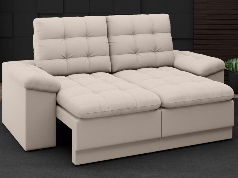 Sofá Confort  1,80m Assento Retrátil e Reclinável Velosuede Areia - NETSOFAS