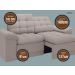 Sofá Confort  1,80m Assento Retrátil e Reclinável Velosuede Bege - NETSOFAS