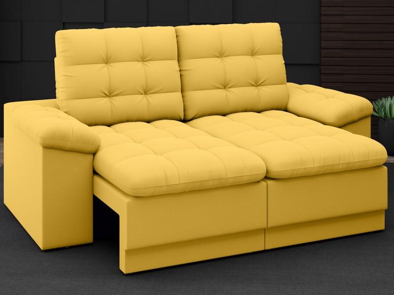 Sofá Confort  1,80m Assento Retrátil e Reclinável Velosuede Canário - NETSOFAS