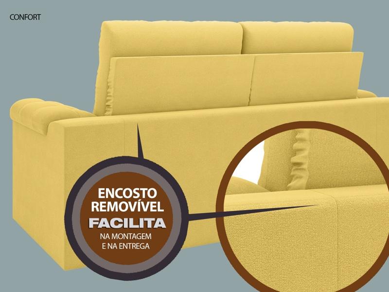 Sofá Confort  1,80m Assento Retrátil e Reclinável Velosuede Canário - NETSOFAS