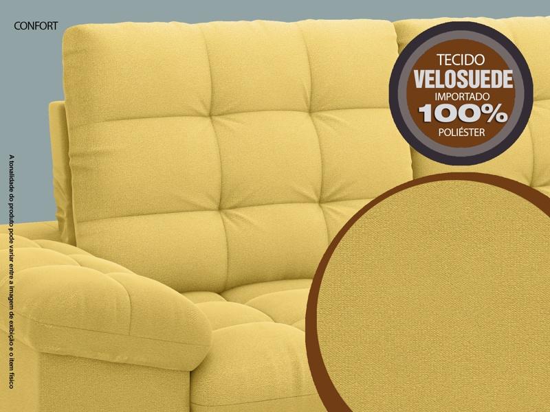 Sofá Confort  1,80m Assento Retrátil e Reclinável Velosuede Canário - NETSOFAS
