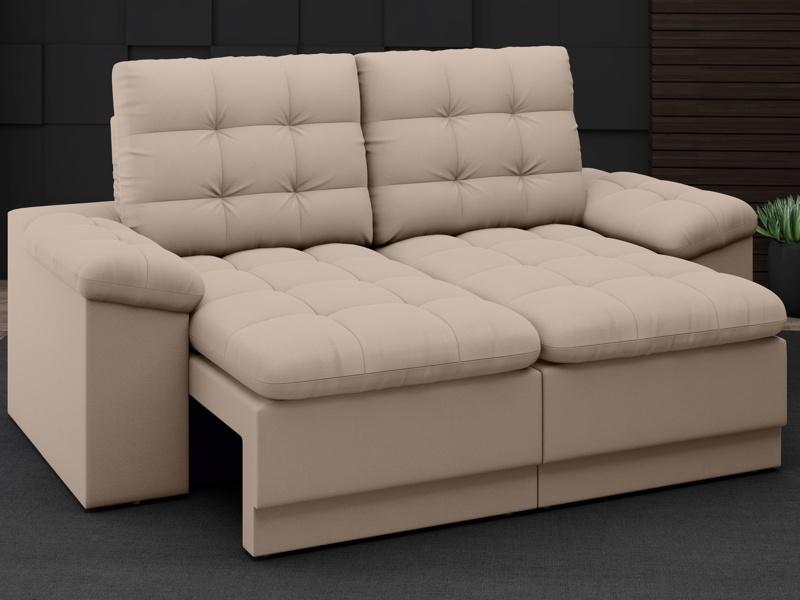 Sofá Confort  1,80m Assento Retrátil e Reclinável Velosuede Capuccino - NETSOFAS