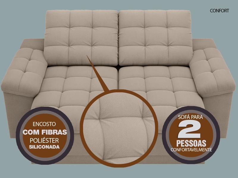 Sofá Confort  1,80m Assento Retrátil e Reclinável Velosuede Capuccino - NETSOFAS