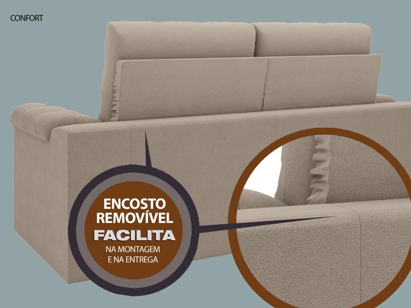 Sofá Confort  1,80m Assento Retrátil e Reclinável Velosuede Capuccino - NETSOFAS
