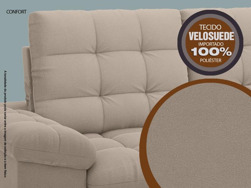 Sofá Confort  1,80m Assento Retrátil e Reclinável Velosuede Capuccino - NETSOFAS