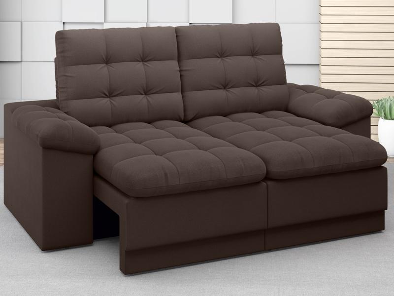 Sofá Confort  1,80m Assento Retrátil e Reclinável Velosuede Chocolate - NETSOFAS