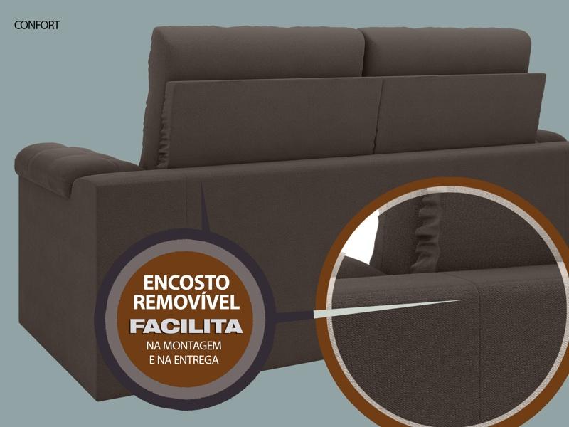 Sofá Confort  1,80m Assento Retrátil e Reclinável Velosuede Chocolate - NETSOFAS