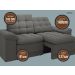 Sofá Confort  1,80m Assento Retrátil e Reclinável Velosuede Cinza - NETSOFAS