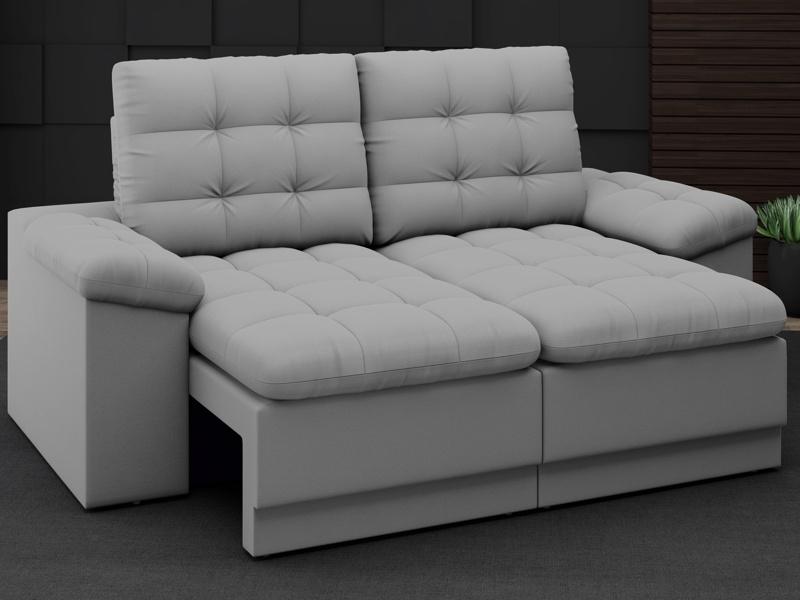 Sofá Confort  1,80m Assento Retrátil e Reclinável Velosuede Grafite - NETSOFAS