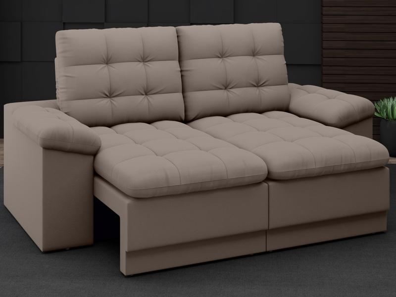Sofá Confort  1,80m Assento Retrátil e Reclinável Velosuede Marrom - NETSOFAS