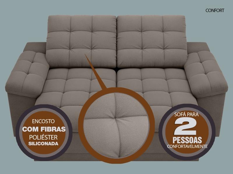 Sofá Confort  1,80m Assento Retrátil e Reclinável Velosuede Marrom - NETSOFAS