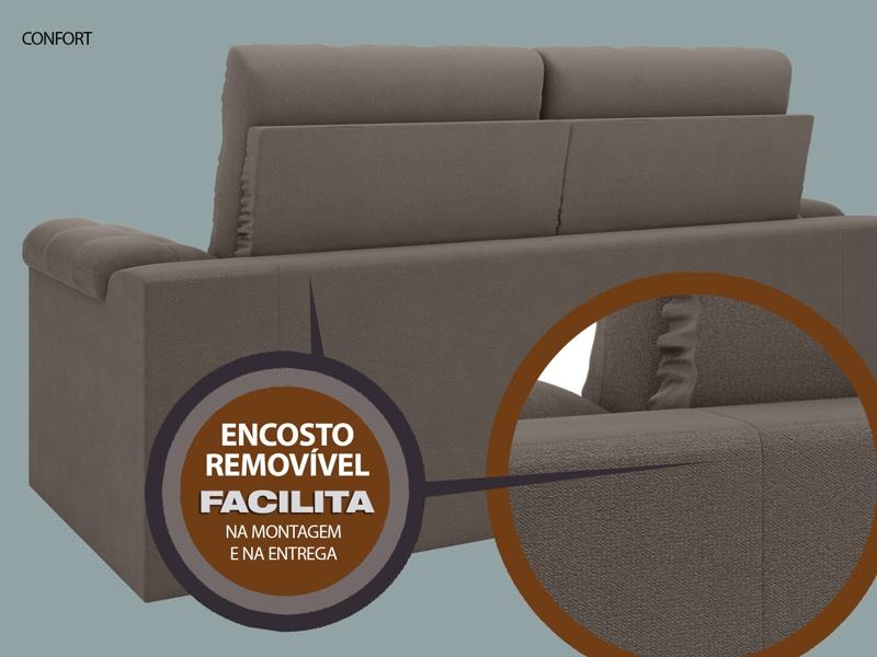 Sofá Confort  1,80m Assento Retrátil e Reclinável Velosuede Marrom - NETSOFAS