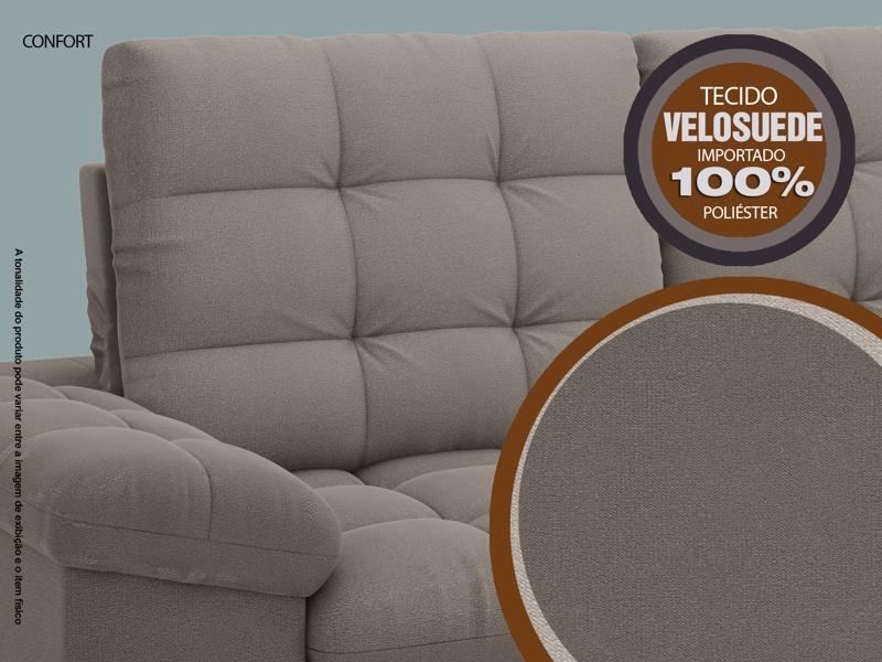 Sofá Confort  1,80m Assento Retrátil e Reclinável Velosuede Marrom - NETSOFAS