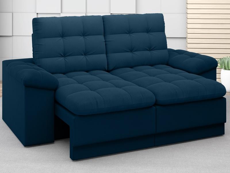 Sofá Confort  1,80m Assento Retrátil e Reclinável Velosuede Petróleo - NETSOFAS