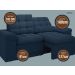 Sofá Confort  1,80m Assento Retrátil e Reclinável Velosuede Petróleo - NETSOFAS