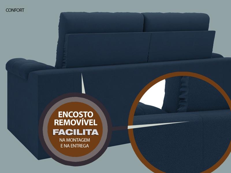 Sofá Confort  1,80m Assento Retrátil e Reclinável Velosuede Petróleo - NETSOFAS