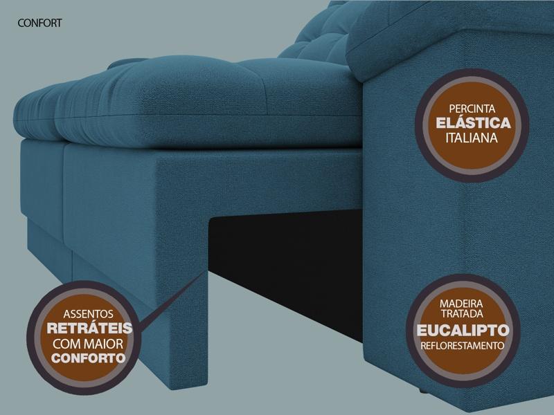 Sofá Confort  1,80m Assento Retrátil e Reclinável Velosuede Royal - NETSOFAS