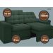 Sofá Confort  1,80m Assento Retrátil e Reclinável Velosuede Verde - NETSOFAS