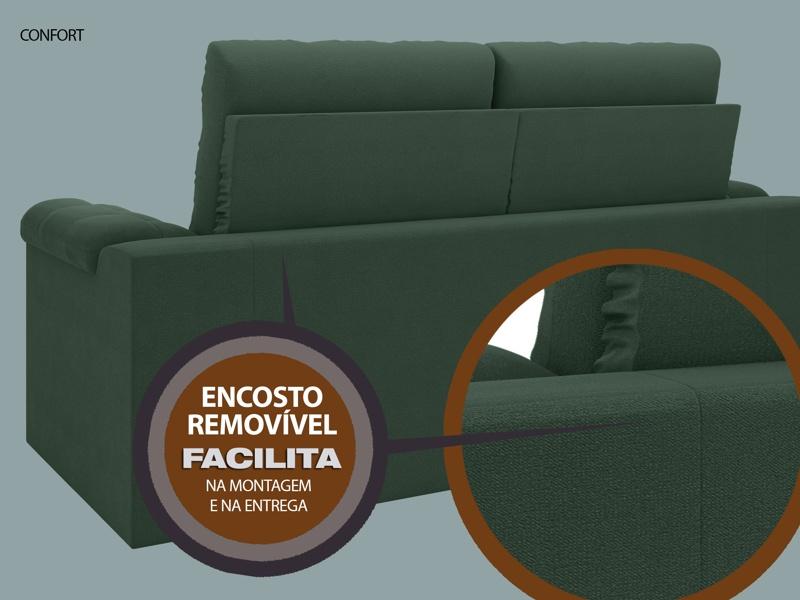 Sofá Confort  1,80m Assento Retrátil e Reclinável Velosuede Verde - NETSOFAS