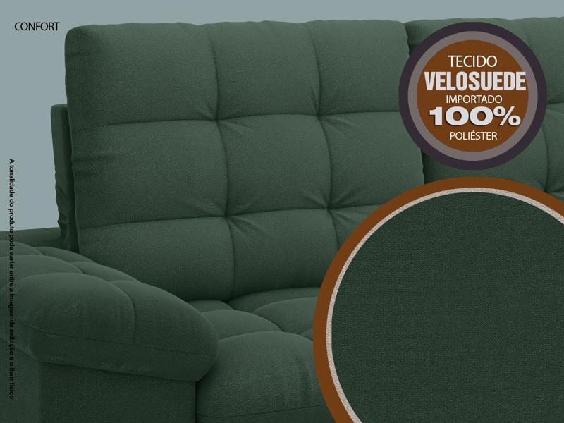 Sofá Confort  1,80m Assento Retrátil e Reclinável Velosuede Verde - NETSOFAS