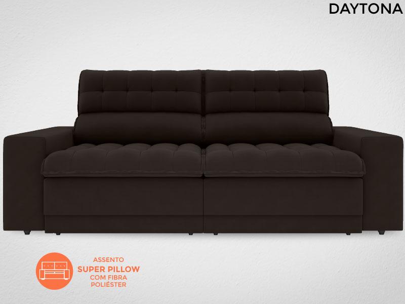 Sofá Daytona 2,00m Assento Retrátil e Reclinável Velosuede Chocolate - NETSOFAS