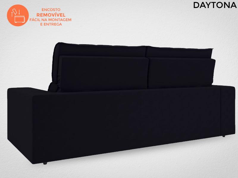 Sofá Daytona 2,00m Assento Retrátil e Reclinável Velosuede Preto - NETSOFAS