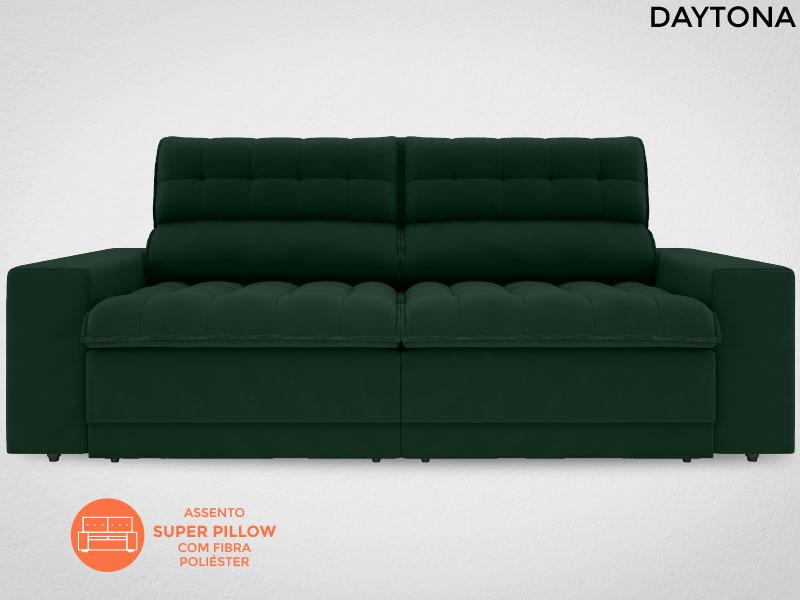 Sofá Daytona 2,00m Assento Retrátil e Reclinável Velosuede Verde - NETSOFAS