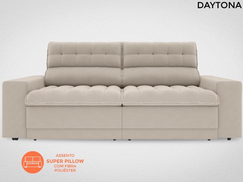 Sofá Daytona 2,30m Assento Retrátil e Reclinável Velosuede Areia - NETSOFAS