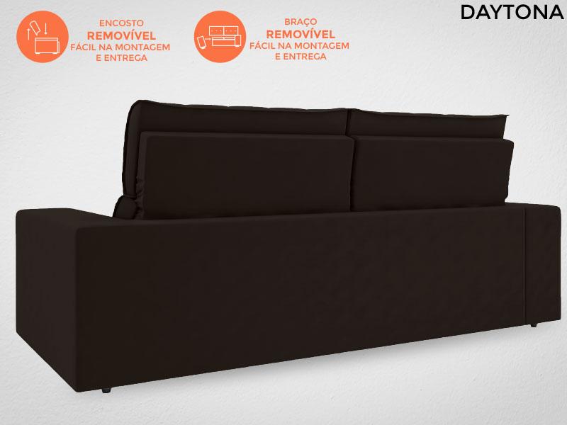 Sofá Daytona 2,30m Assento Retrátil e Reclinável Velosuede Chocolate - NETSOFAS