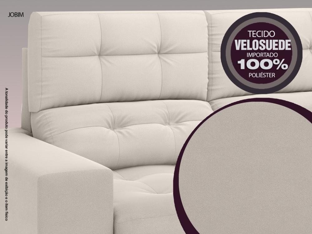Sofá Jobim 1,70m Assento Retrátil e Reclinável Velosuede Areia - NETSOFAS