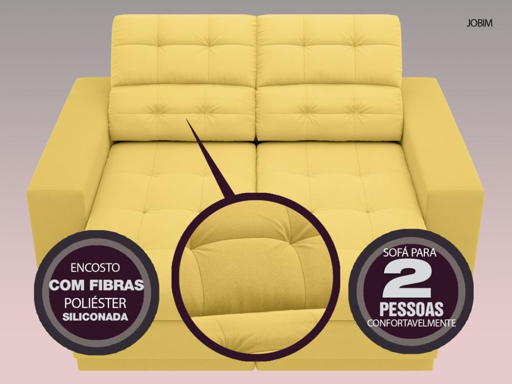 Sofá Jobim 1,70m Assento Retrátil e Reclinável Velosuede Canário - NETSOFAS