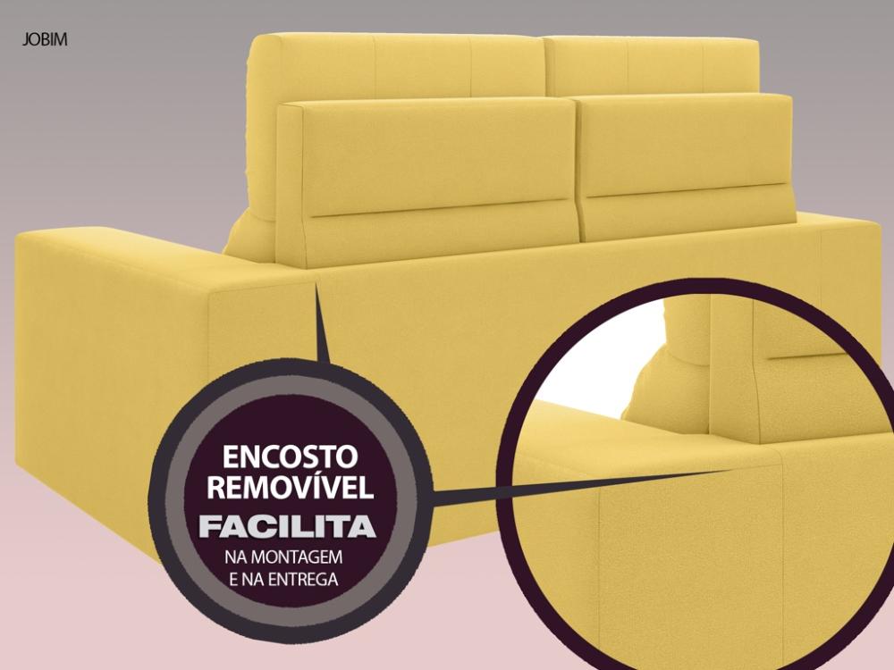 Sofá Jobim 1,70m Assento Retrátil e Reclinável Velosuede Canário - NETSOFAS