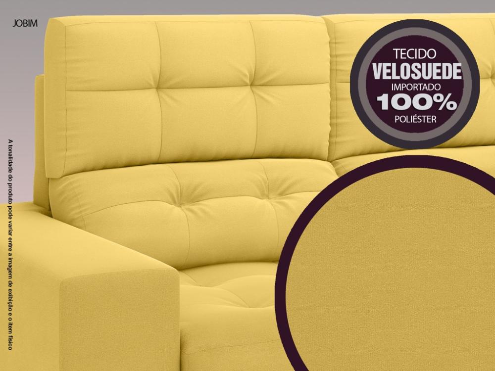Sofá Jobim 1,70m Assento Retrátil e Reclinável Velosuede Canário - NETSOFAS