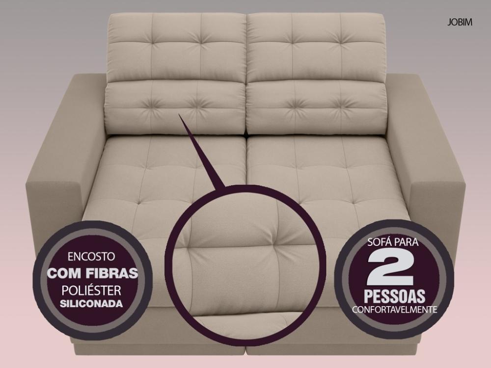 Sofá Jobim 1,70m Assento Retrátil e Reclinável Velosuede Capuccino - NETSOFAS
