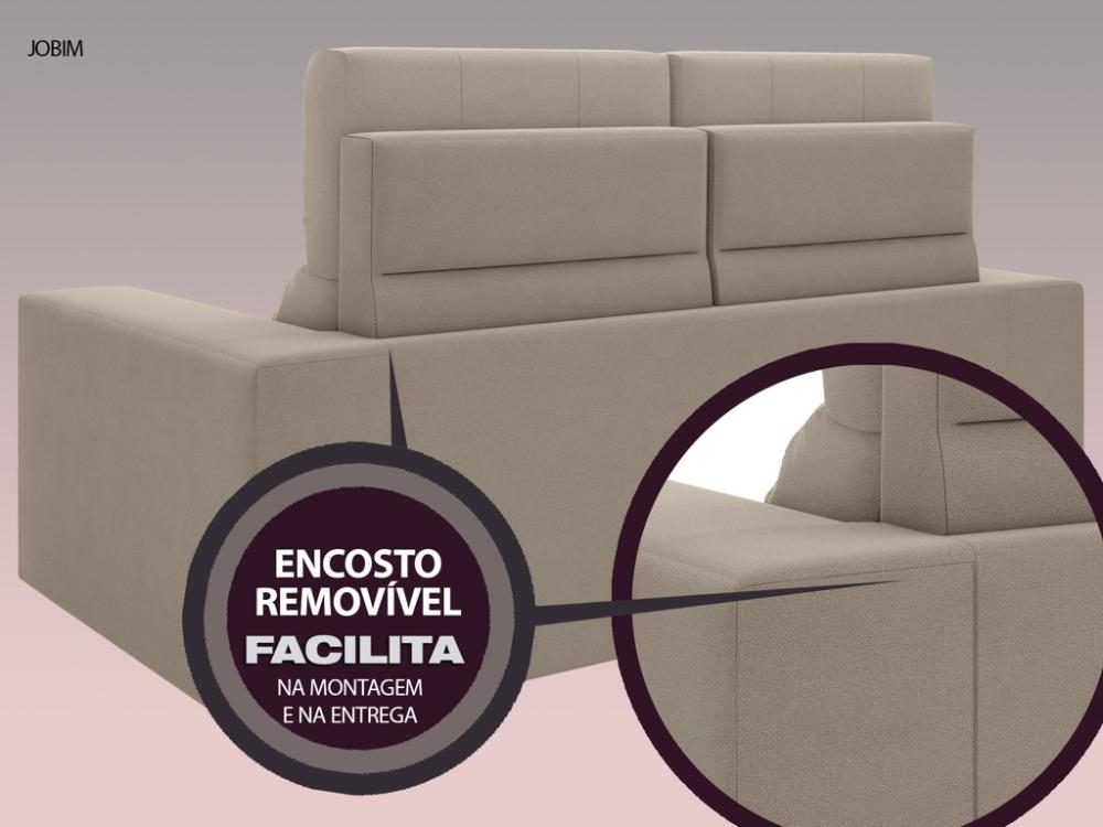 Sofá Jobim 1,70m Assento Retrátil e Reclinável Velosuede Capuccino - NETSOFAS