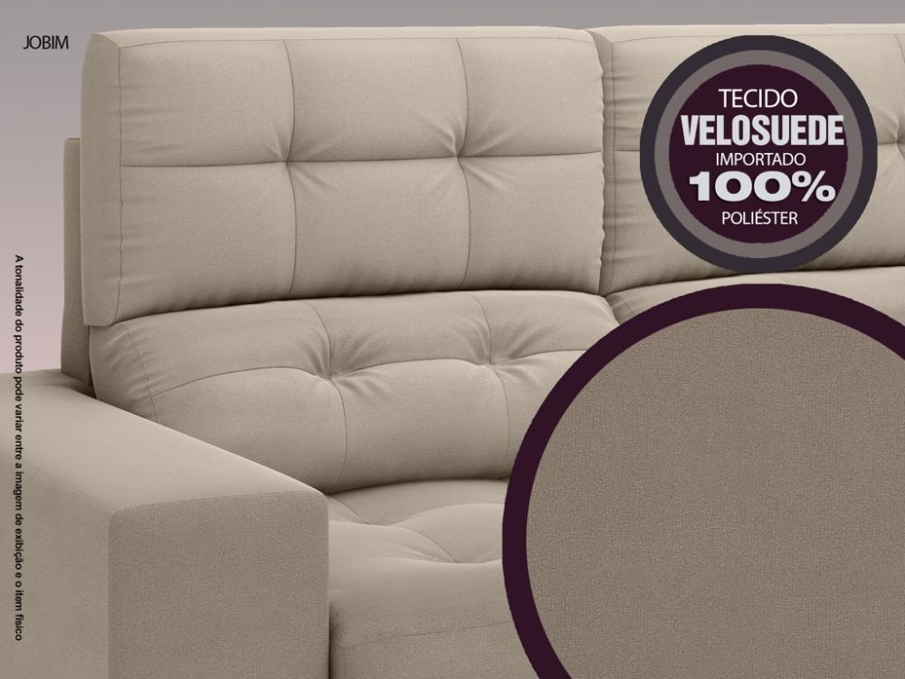 Sofá Jobim 1,70m Assento Retrátil e Reclinável Velosuede Capuccino - NETSOFAS
