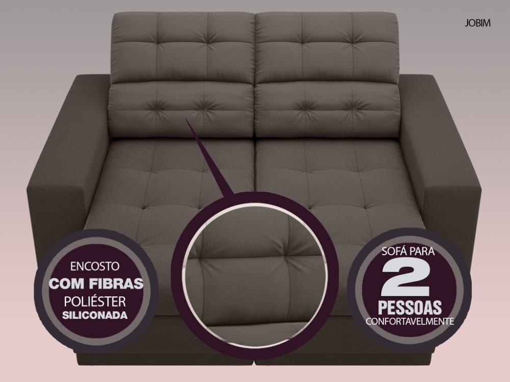 Sofá Jobim 1,70m Assento Retrátil e Reclinável Velosuede Chocolate - NETSOFAS