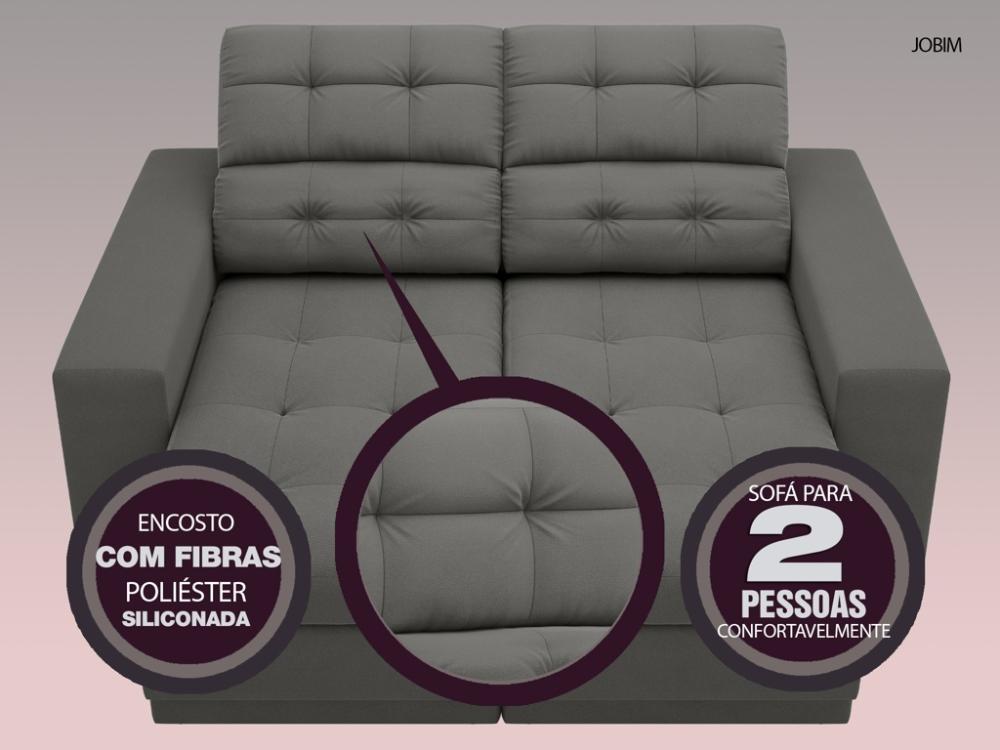 Sofá Jobim 1,70m Assento Retrátil e Reclinável Velosuede Cinza - NETSOFAS