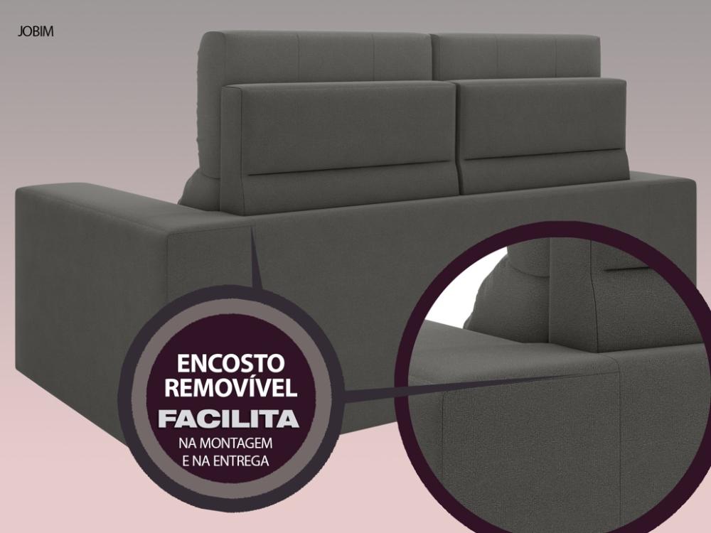 Sofá Jobim 1,70m Assento Retrátil e Reclinável Velosuede Cinza - NETSOFAS