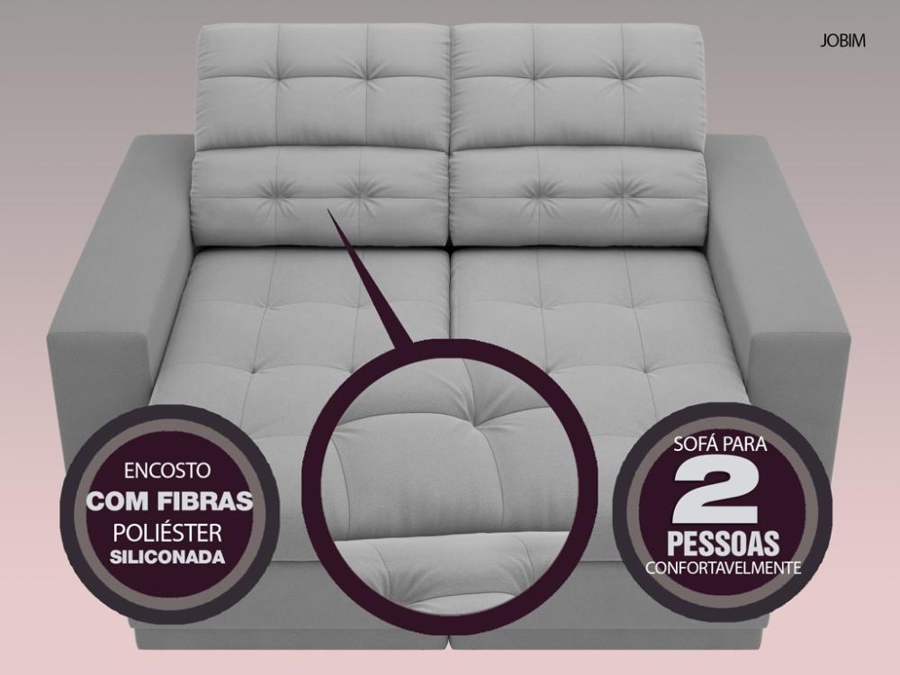 Sofá Jobim 1,70m Assento Retrátil e Reclinável Velosuede Grafite - NETSOFAS