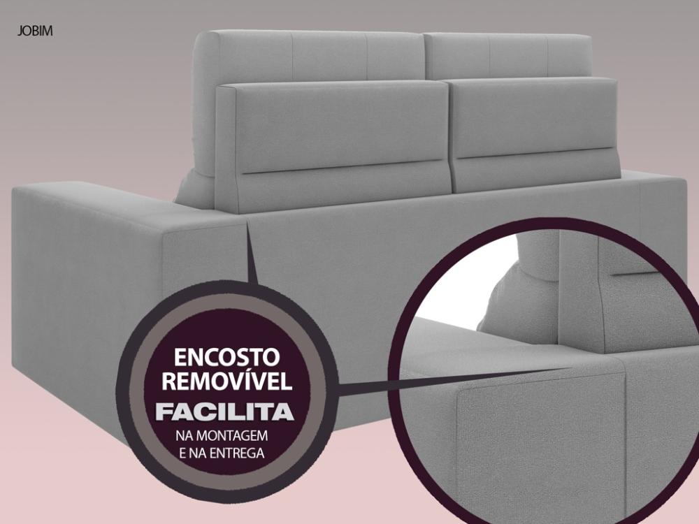 Sofá Jobim 1,70m Assento Retrátil e Reclinável Velosuede Grafite - NETSOFAS