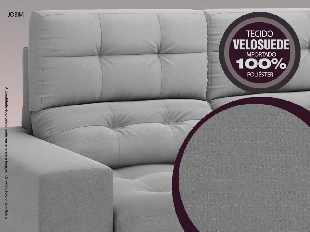 Sofá Jobim 1,70m Assento Retrátil e Reclinável Velosuede Grafite - NETSOFAS
