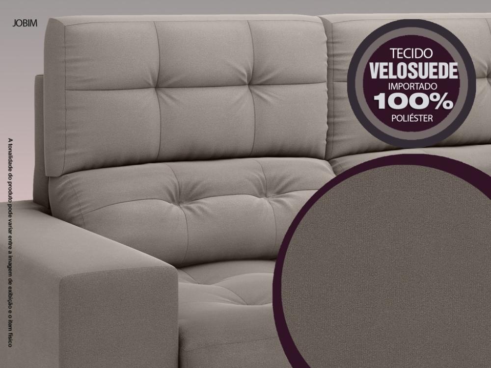 Sofá Jobim 1,70m Assento Retrátil e Reclinável Velosuede Marrom - NETSOFAS