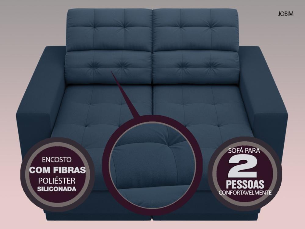 Sofá Jobim 1,70m Assento Retrátil e Reclinável Velosuede Petróleo - NETSOFAS