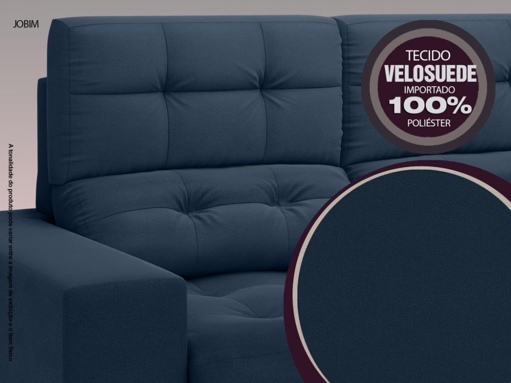 Sofá Jobim 1,70m Assento Retrátil e Reclinável Velosuede Petróleo - NETSOFAS