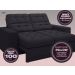 Sofá Jobim 1,70m Assento Retrátil e Reclinável Velosuede Preto - NETSOFAS